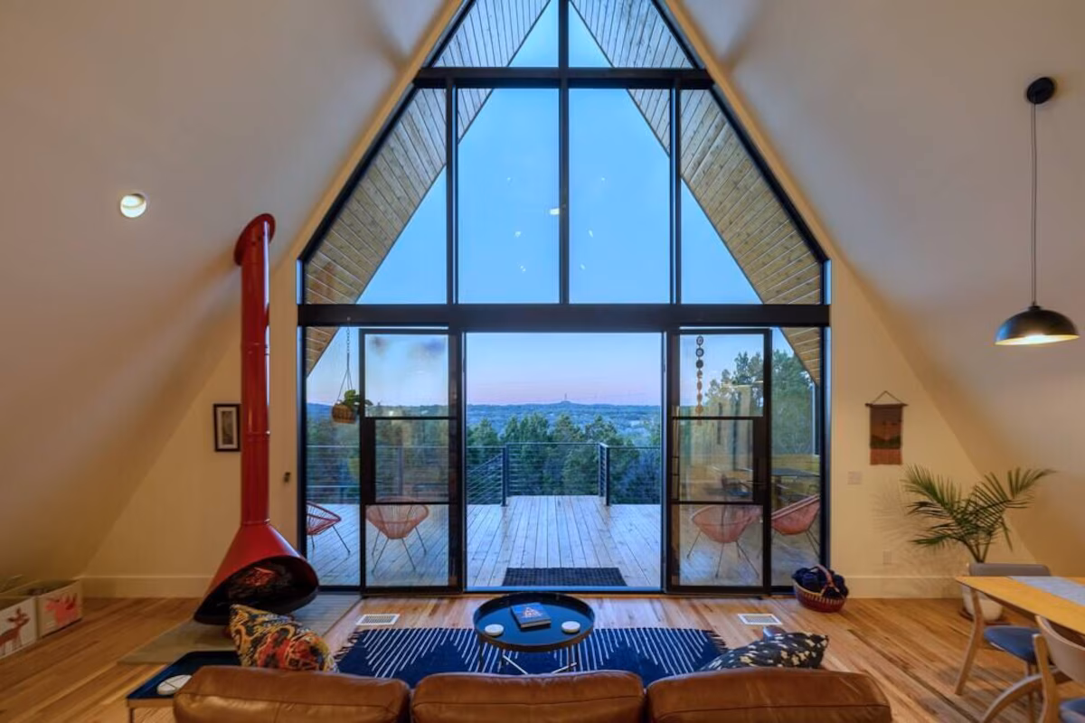 Modern Aframe Tucked in Nature, cabin with a private hot tub, photo 4