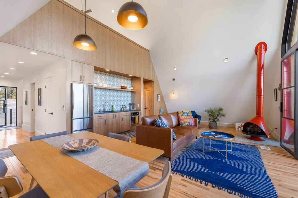 Modern Aframe Tucked in Nature, cabin with a private hot tub, photo 5