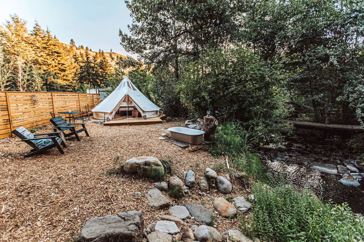 Creekside Glamping Experience-Luxurious Tent, cabin with a private hot tub, photo 6