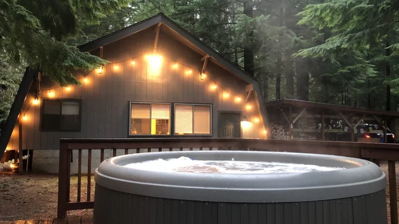 Unique Mt. Rainier Cabin, cabin with a private hot tub, photo 1